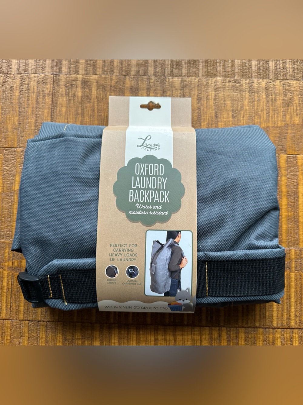Laundry Helpers - Oxford Cloth Laundry Backpack Hamper – Slate Blue